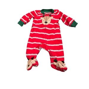 Carter's Festive Red and Green Striped Footie